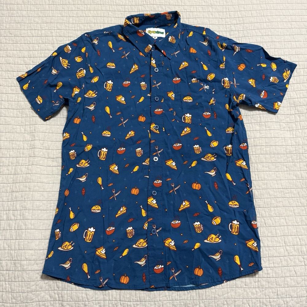 Tipsy Elves Men's Tanksgiving SS Button Down Shirt Size Medium